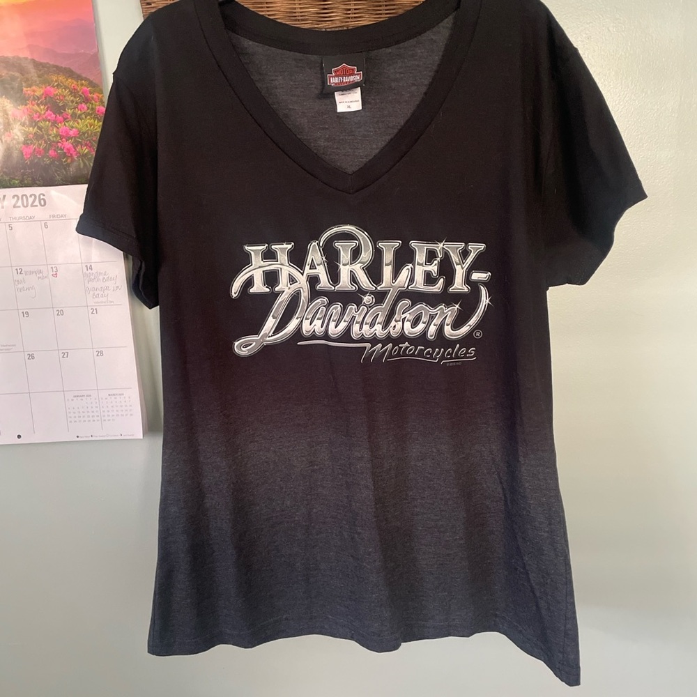 Bravado Women's Black and Gray V-Neck Tee